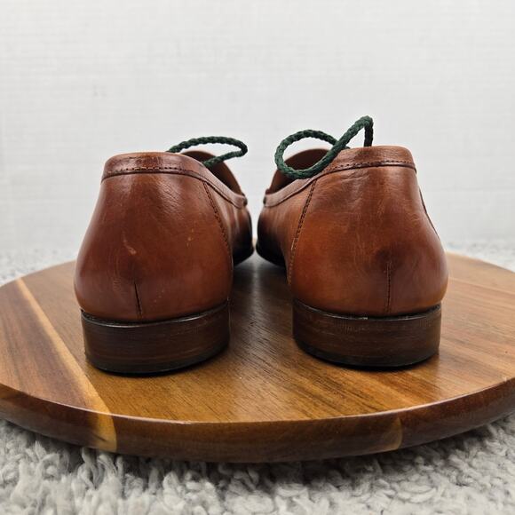 Allen Edmonds Mens 9.5D Barbados Brown Leather Woven Casual Daily Penny Loafer - Picture 2 of 13